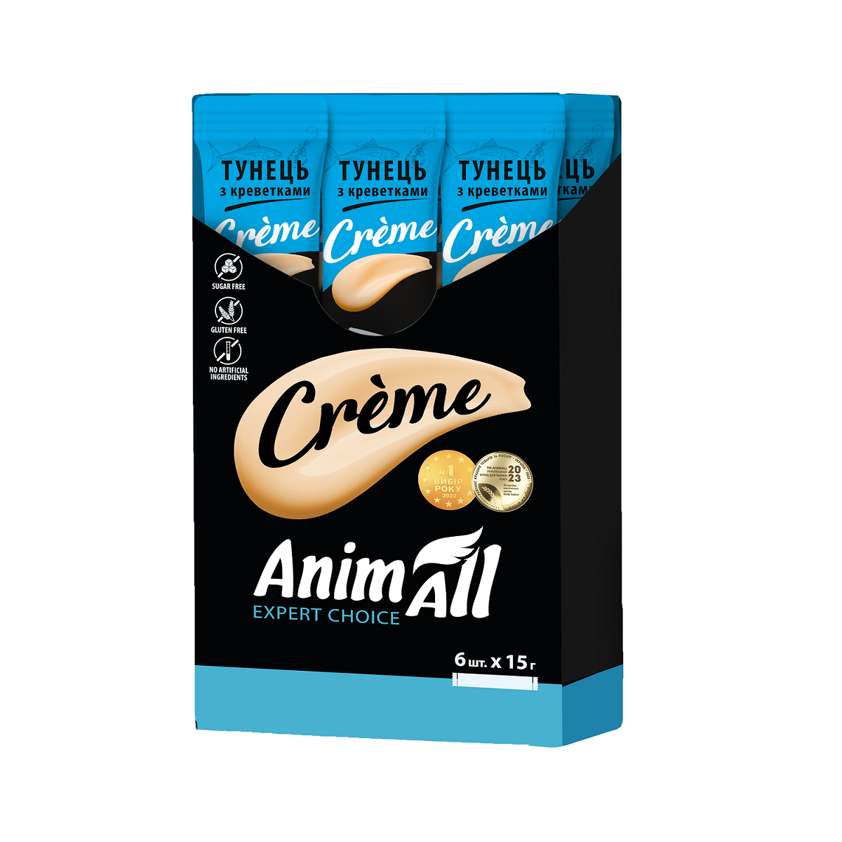 AnimAll Сrème для котів зі смаком тунця з креветками, 6 х