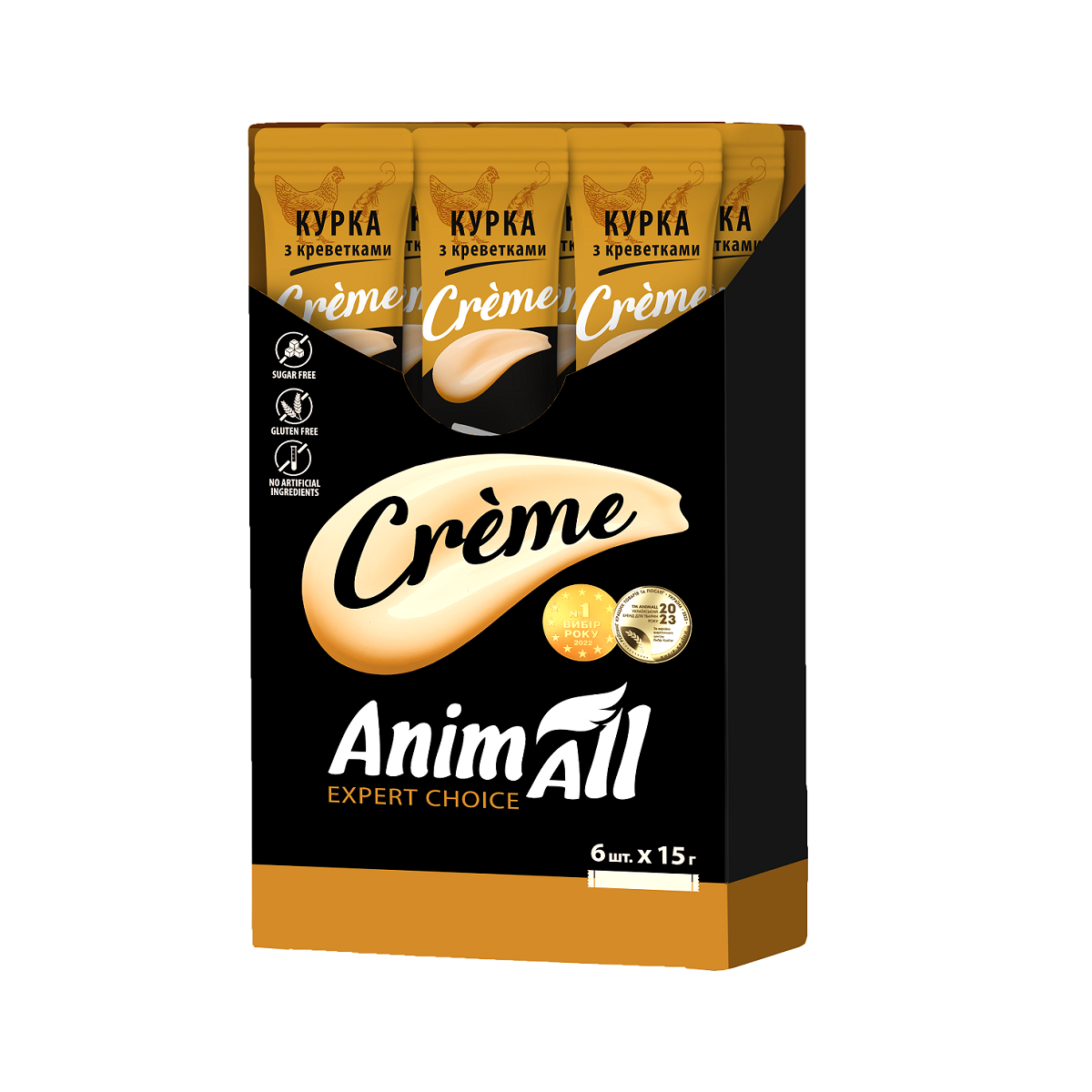 AnimAll Сrème для котів зі смаком курки з креветками, 6 х