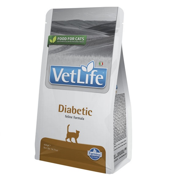 Фарміна кет сух Vet Life Diabetic дієт. харчування, для контролю рівня глюкози в крові при цукровому діабеті фото 1