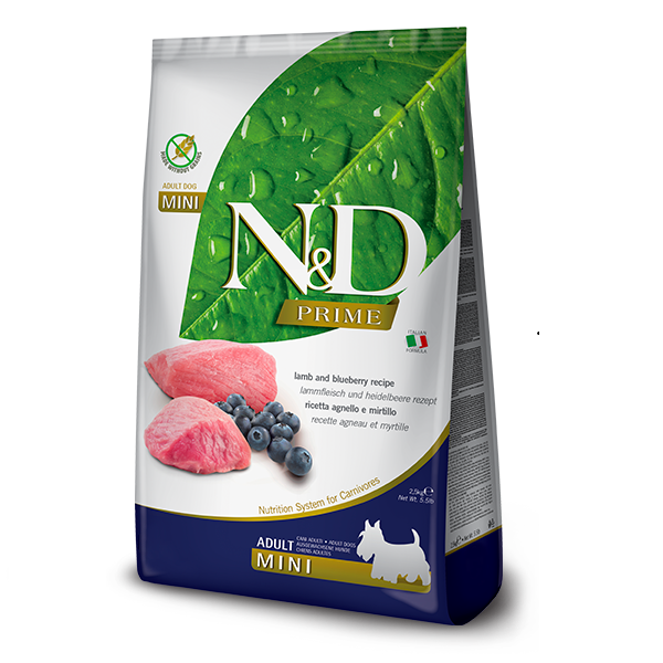 Фарміна дог сух N&D PRIME DOG LAMB & BLUEBERRY ADULT MINII з ягням та чорницею фото 1