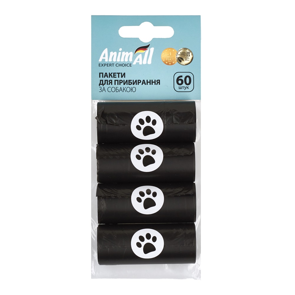 Змінні пакети AnimAll 4 рулона по 15 штук, чорні фото 1