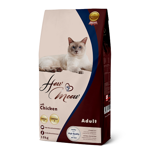 Повнораціонний корм для дорослих котів How Meow Adult Cat з куркою фото 1