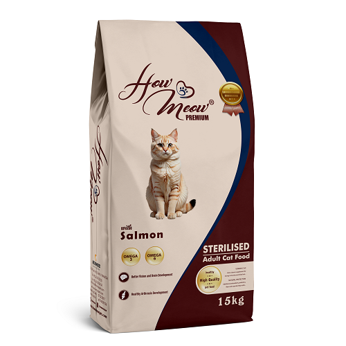 Повнораціонний корм для стерилізованих дорослих котів How Meow Adult Cat з лососем фото 1
