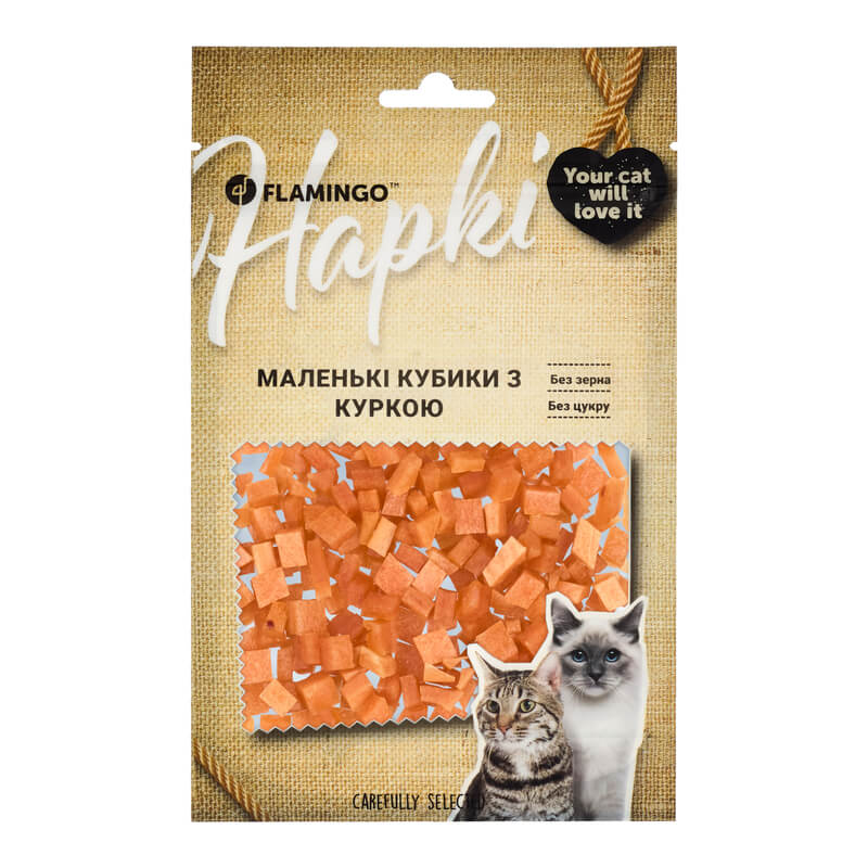 Flamingo Маленькі кубики з куркою для котів фото 1
