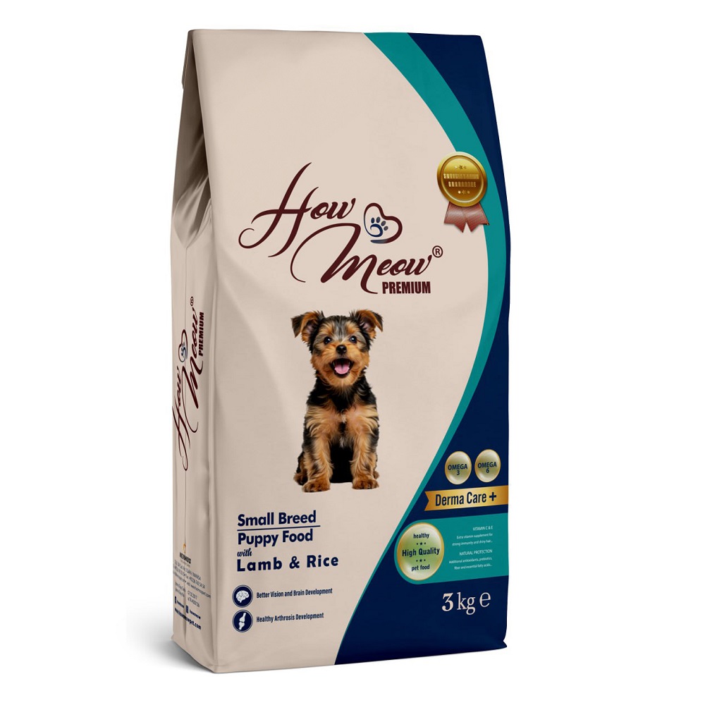 Повнораціонний корм для щенят How Meow Puppy Mini з ягням та рисом фото 1