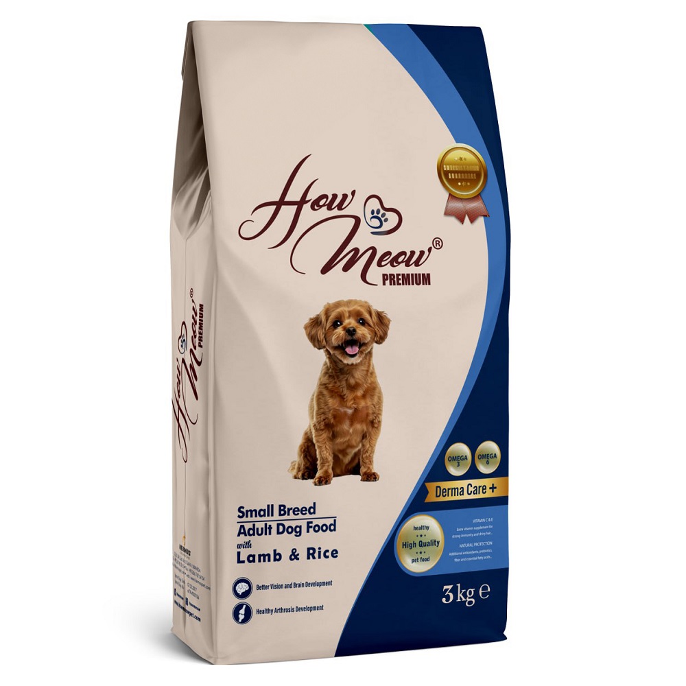 Повнораціонний корм для дорослих собак How Meow Dog Adult Mini з ягням та рисом фото 1