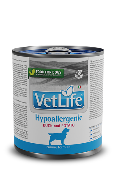 Фарміна дог волог Vet Life Hypoallergenic Duck & Potato дієт. харчування, при харчовій алергії фото 1