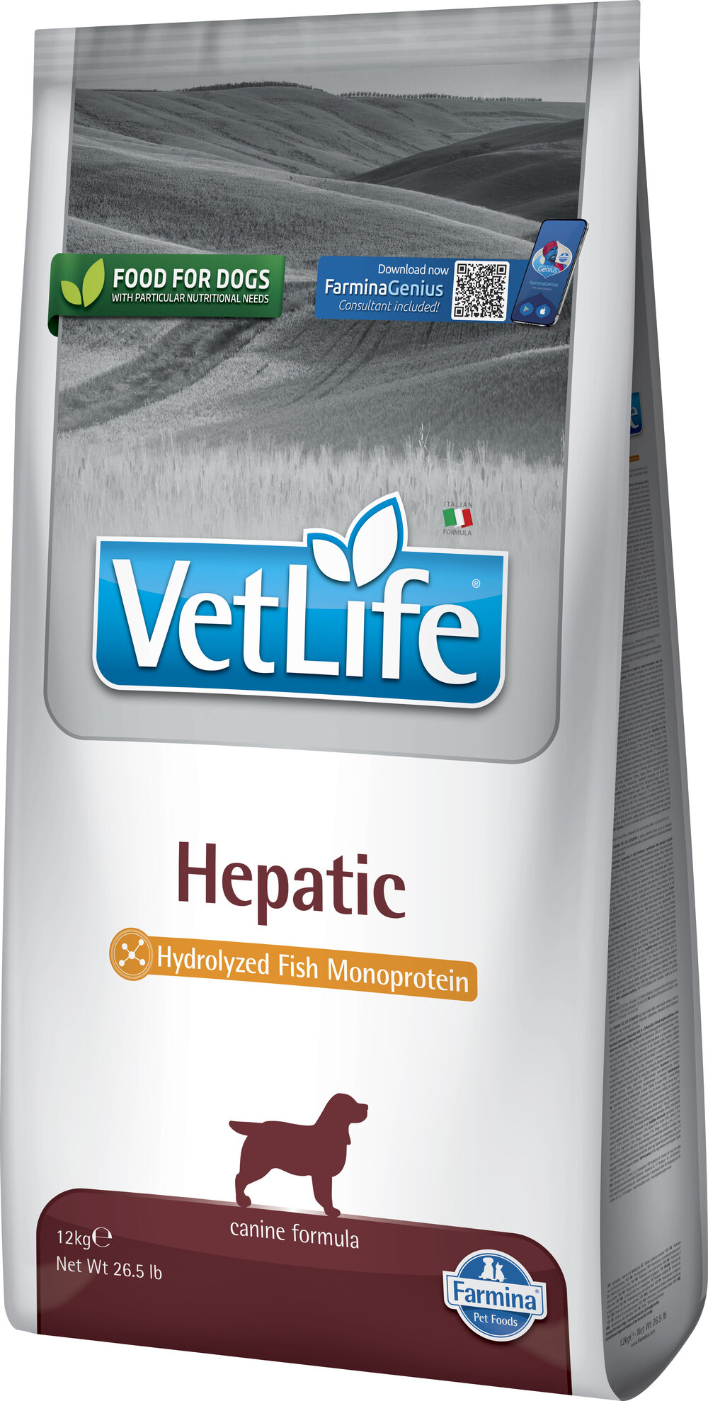 Фарміна дог сухий Vet Life Hepatic дієт. харчування, при хронічній печінковій недостатності фото 1